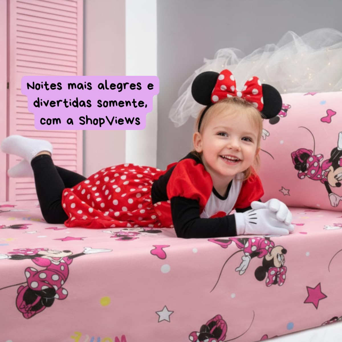 Jogo de Lençol Portallar Disney Kids 70% Algodão Solteiro Minnie Estrela