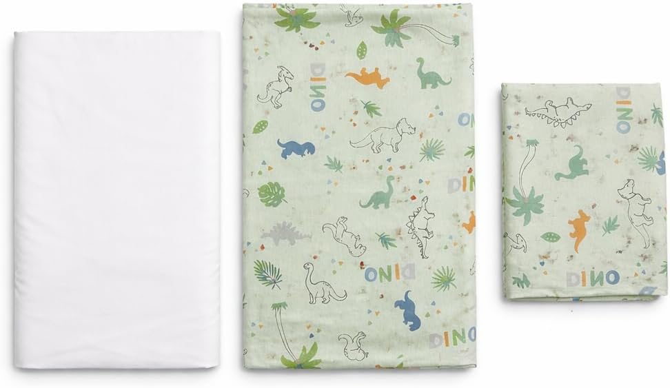 Kit Jogo de Berço 3 Peças 100% Algodão Tamanho Americano Lençol com Elástico 70x130x12cm + Lençol Superior 150x90cm + Fronha 40x28cm