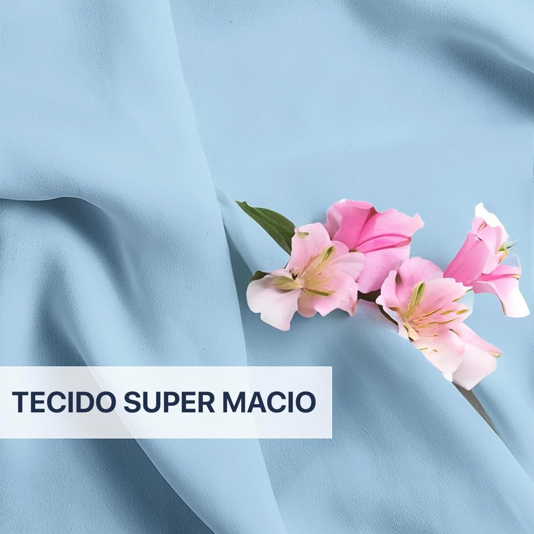 Jogo de Lençol Casal Percal Flex- 3 Peças - 200 Fios - com Ponto Palito - Super Macio - Resistente (Azul Claro, Casal)