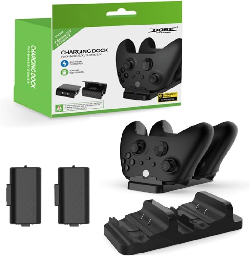 Carregador Duplo com 2 Baterias Recarregáveis para Controles Xbox