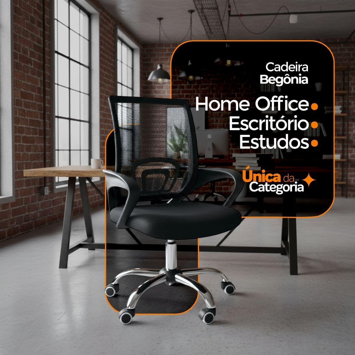 Cadeira Ergonômica Giratória com Tela Mesh e Ajuste de Altura