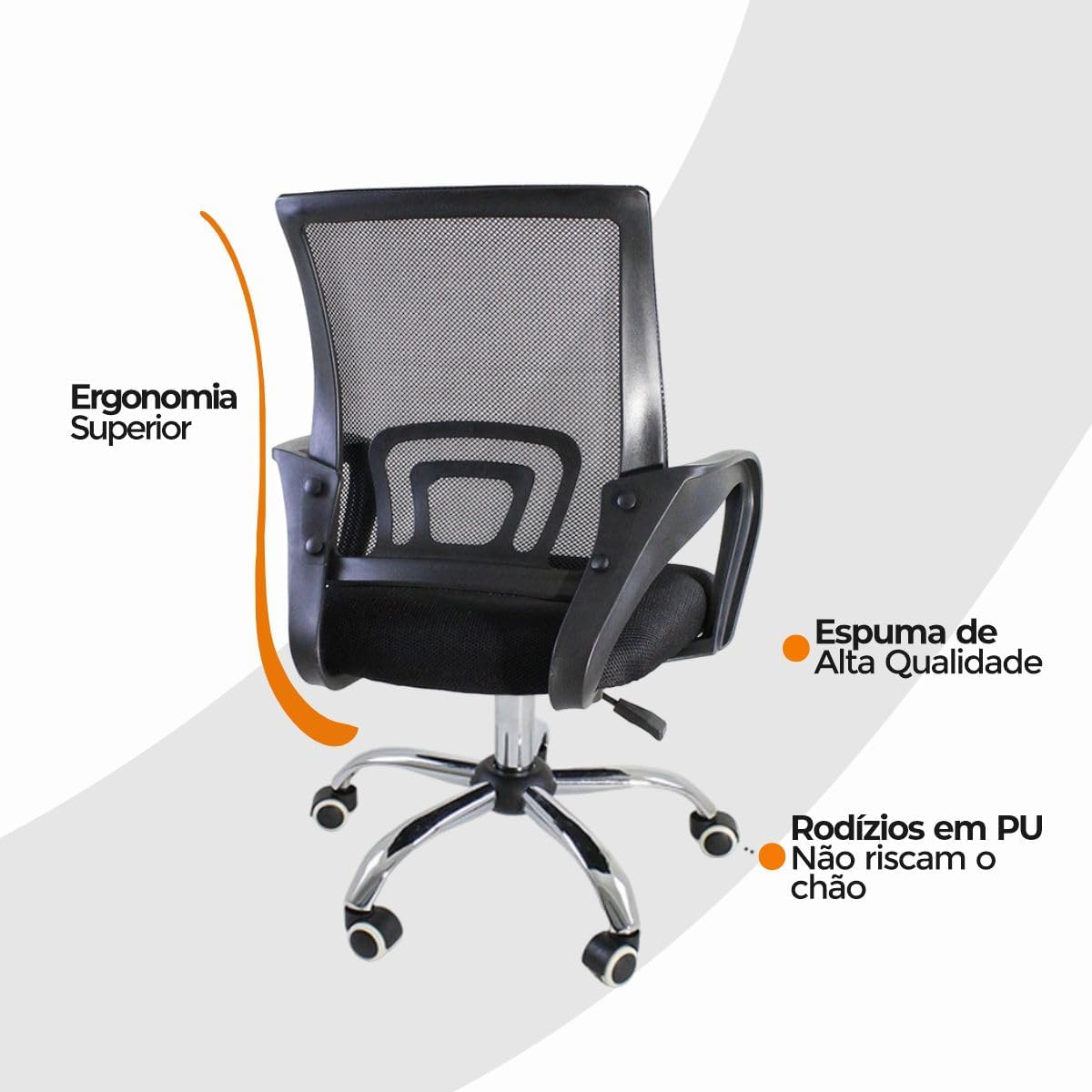 Cadeira Ergonômica Giratória com Tela Mesh e Ajuste de Altura