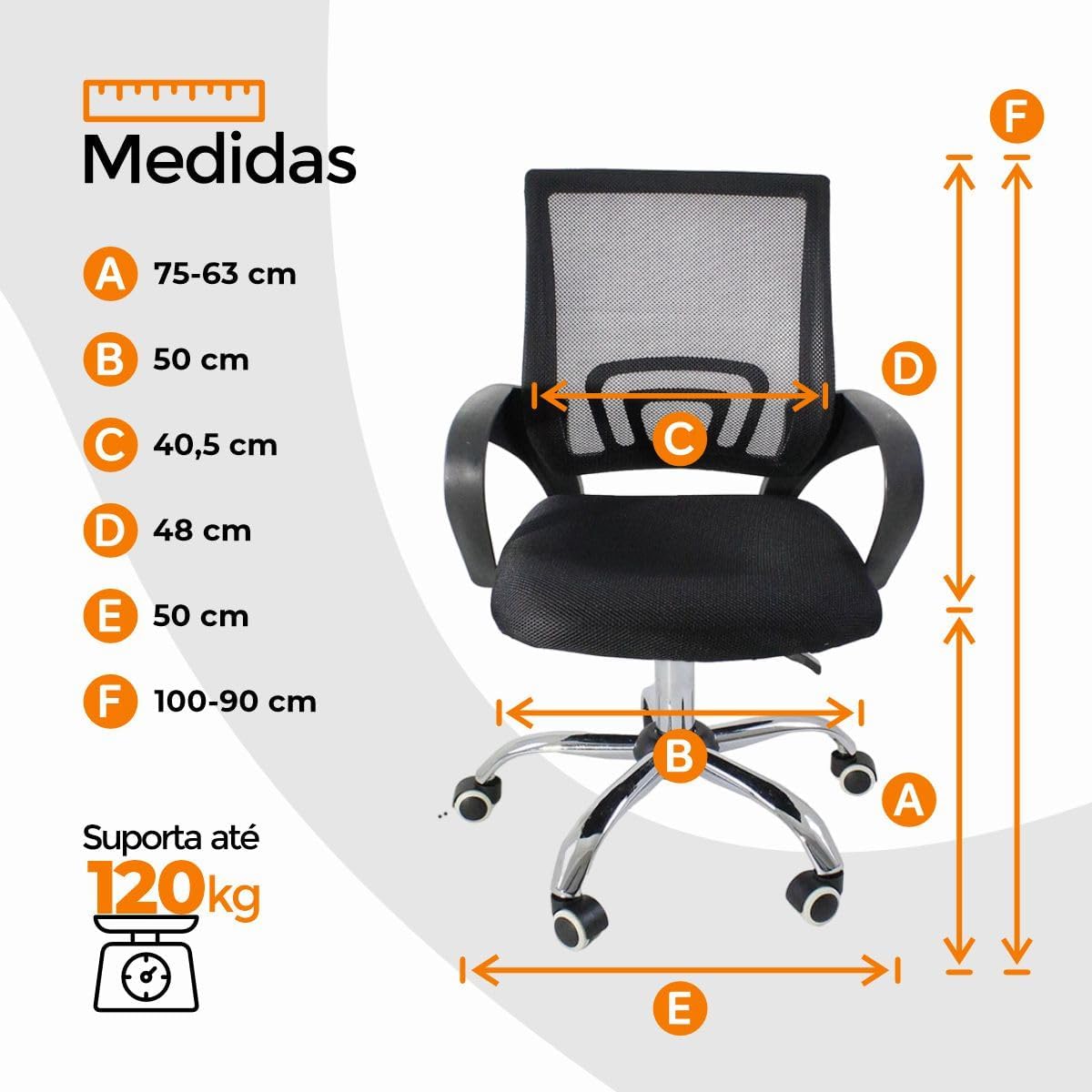 Cadeira Ergonômica Giratória com Tela Mesh e Ajuste de Altura