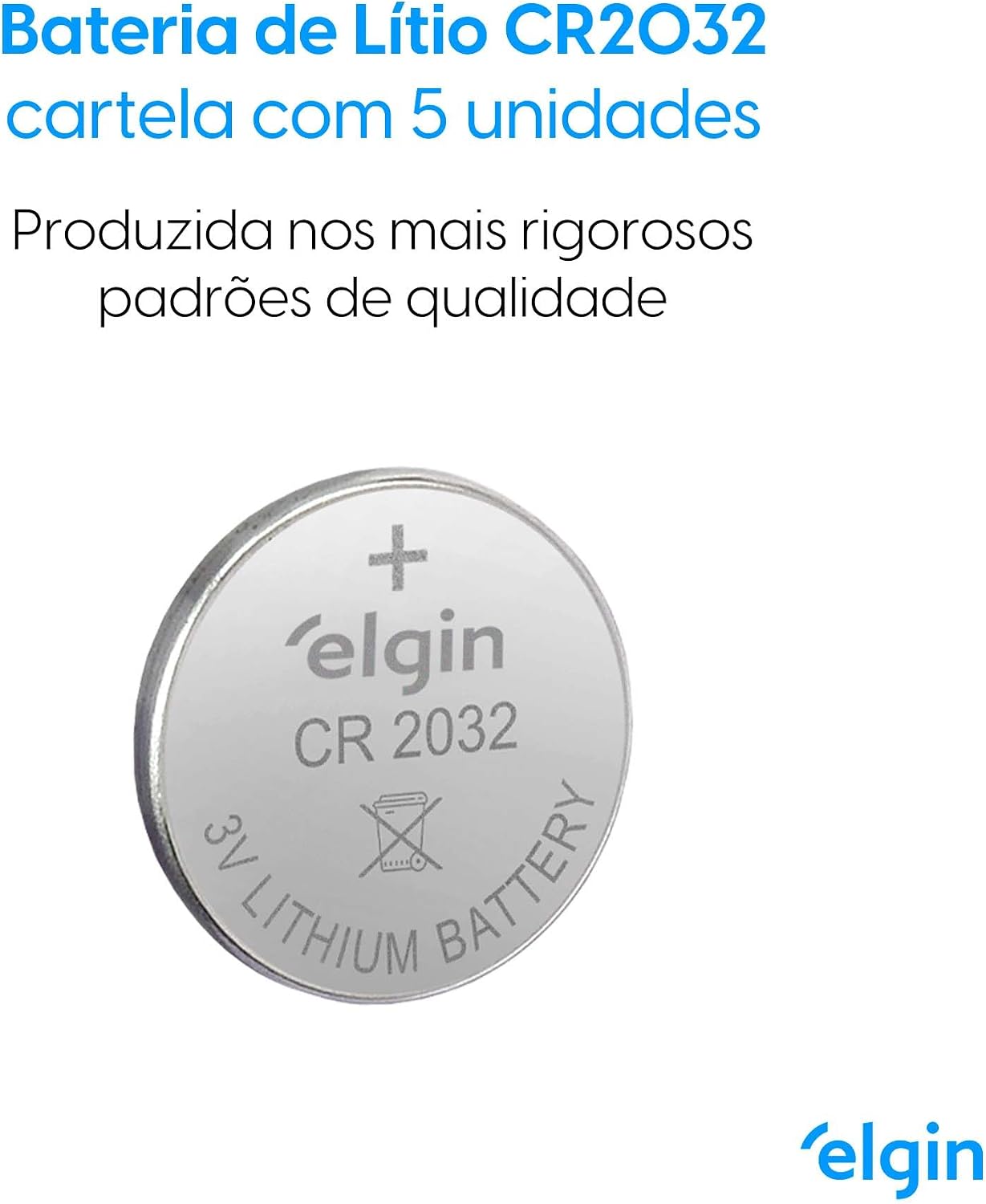 Bateria CR2032 3V Cartela com 5 Unidades