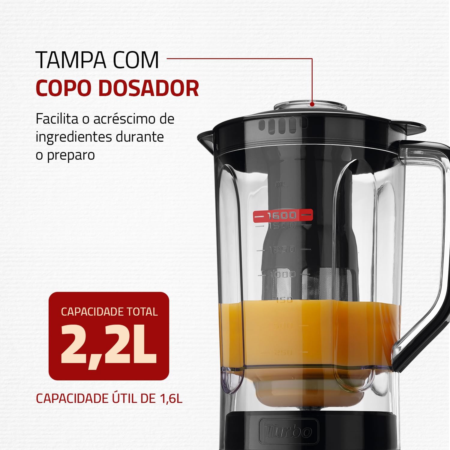 Liquidificador 550W 2,2L com 3 Velocidades e Pulsar