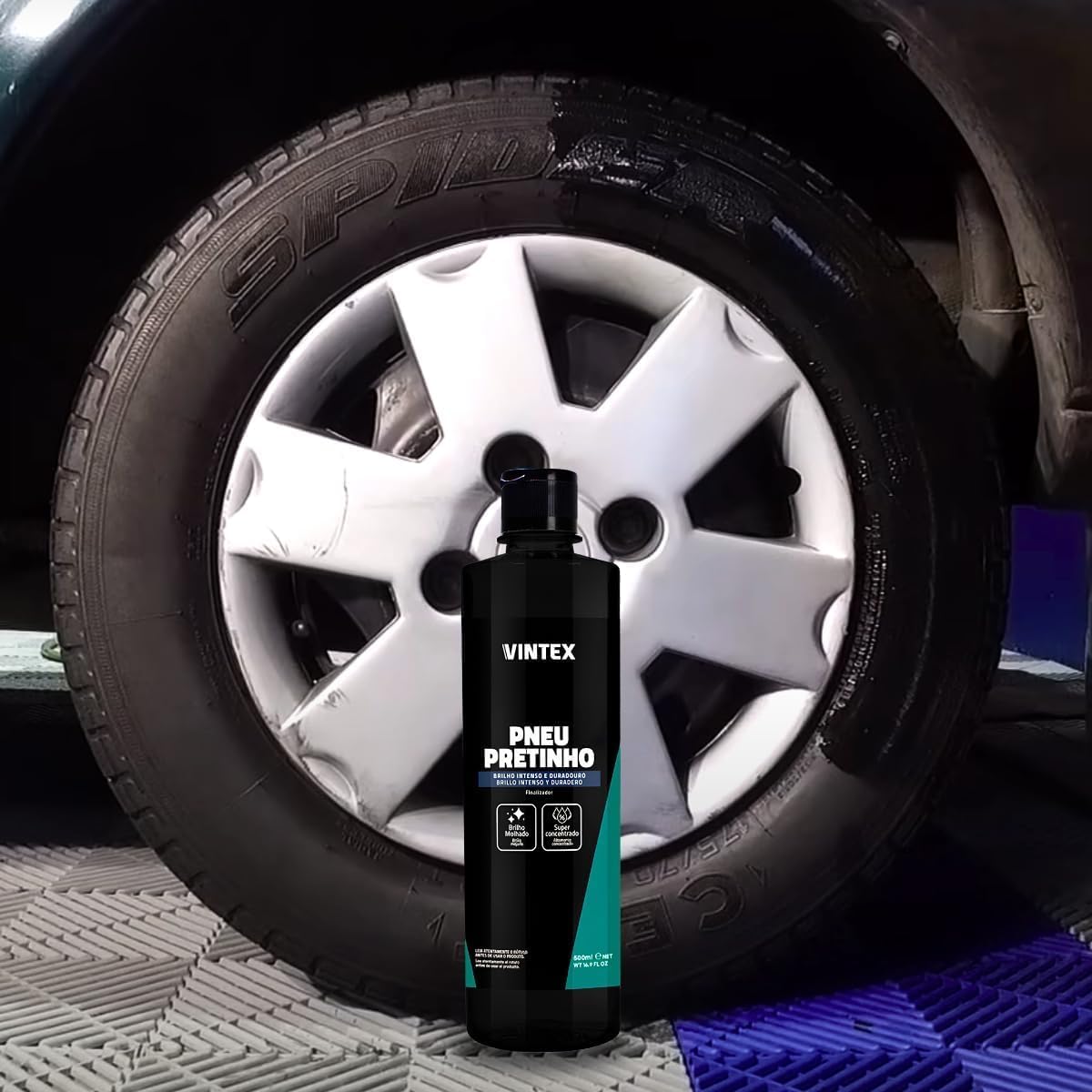 Kit Pneu Pretinho Vintex 500ml com Aplicador