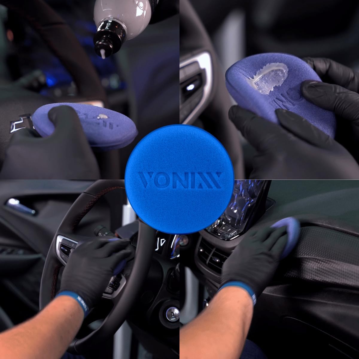 Kit Limpeza Automotiva Pano Toalha Flanela de Microfibra + Pinceis Detalhamento + Aplicador de Espuma Vonixx + Aplicador para Pretinho Curvado