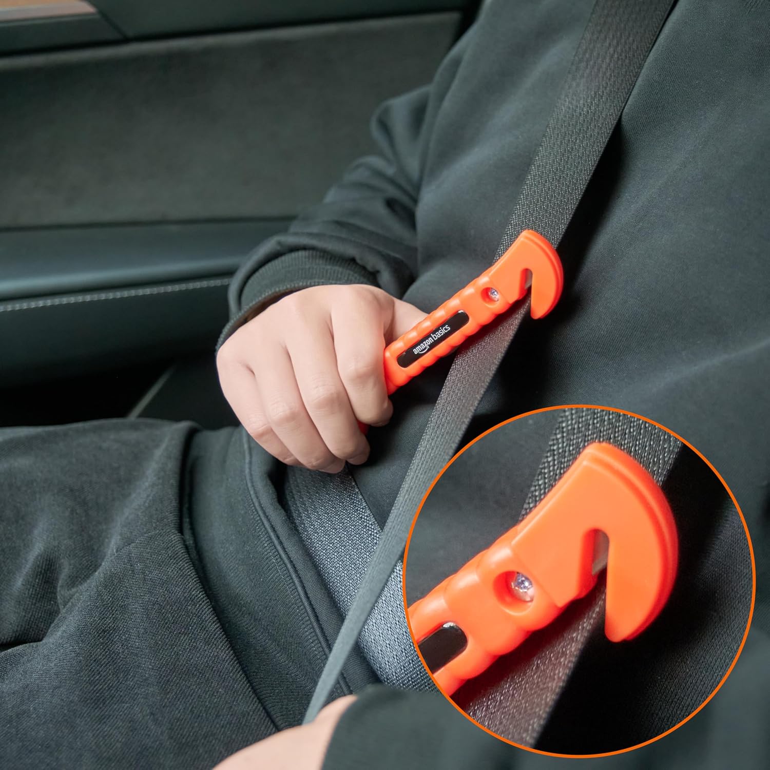 Amazon Basics Cortador de cinto de segurança de emergência e ferramenta de martelo de janela, acessórios para carro, pacote com 2