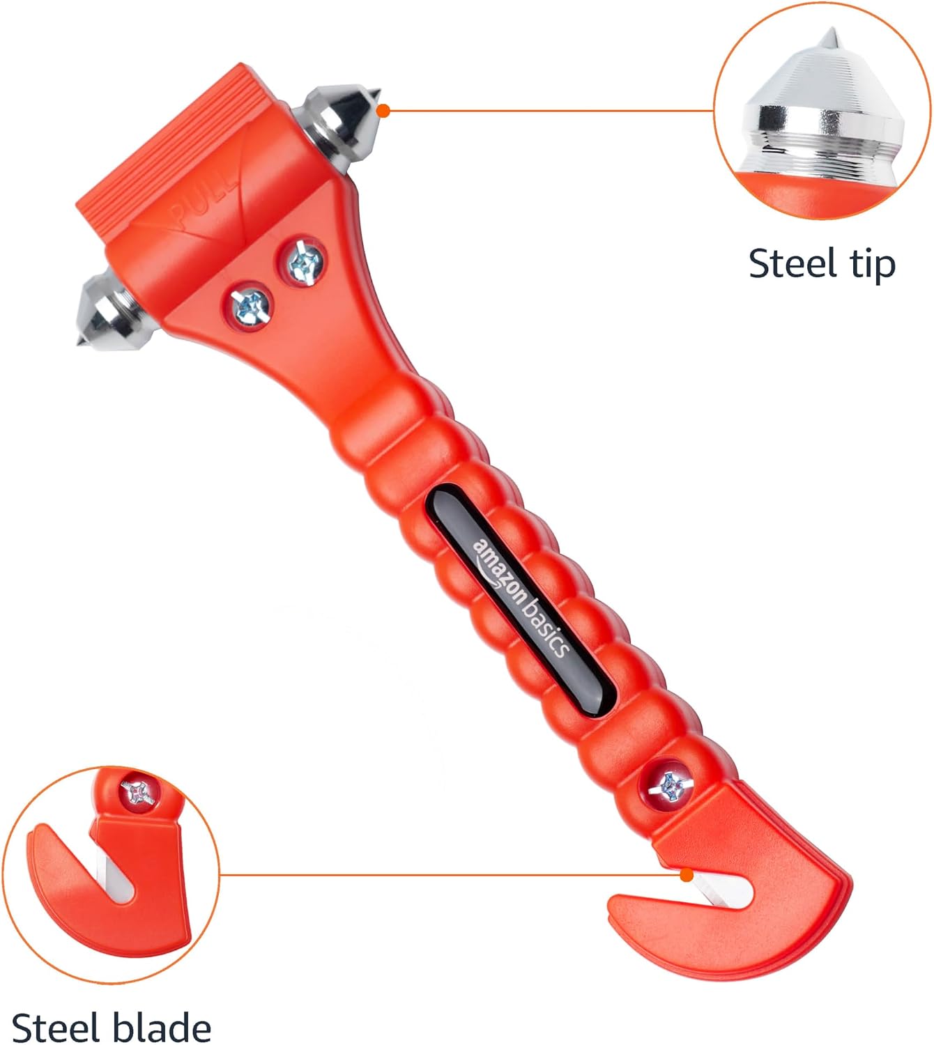 Amazon Basics Cortador de cinto de segurança de emergência e ferramenta de martelo de janela, acessórios para carro, pacote com 2