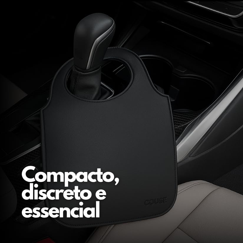 Lixeira para Carro com Encaixe no Câmbio em Couro Ecológico