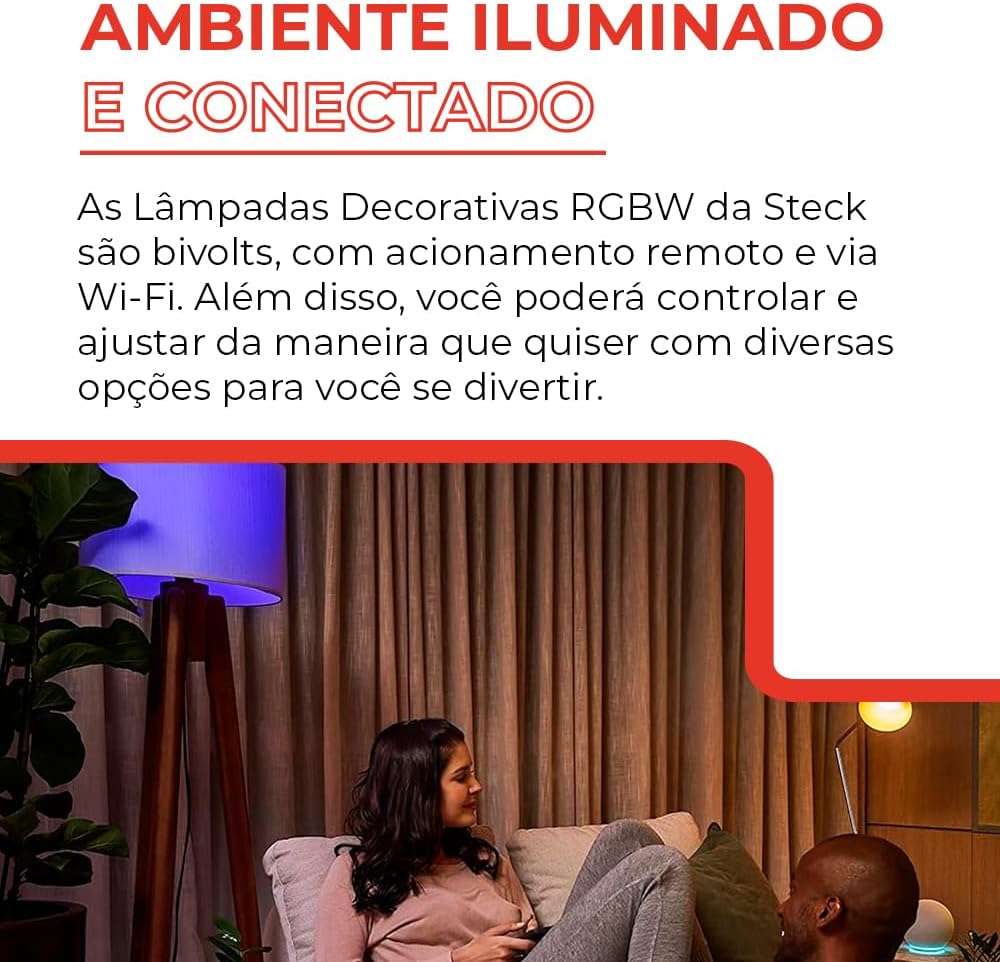 Lâmpada Decorativa Steck RGBW Wi-Fi Bivolt
