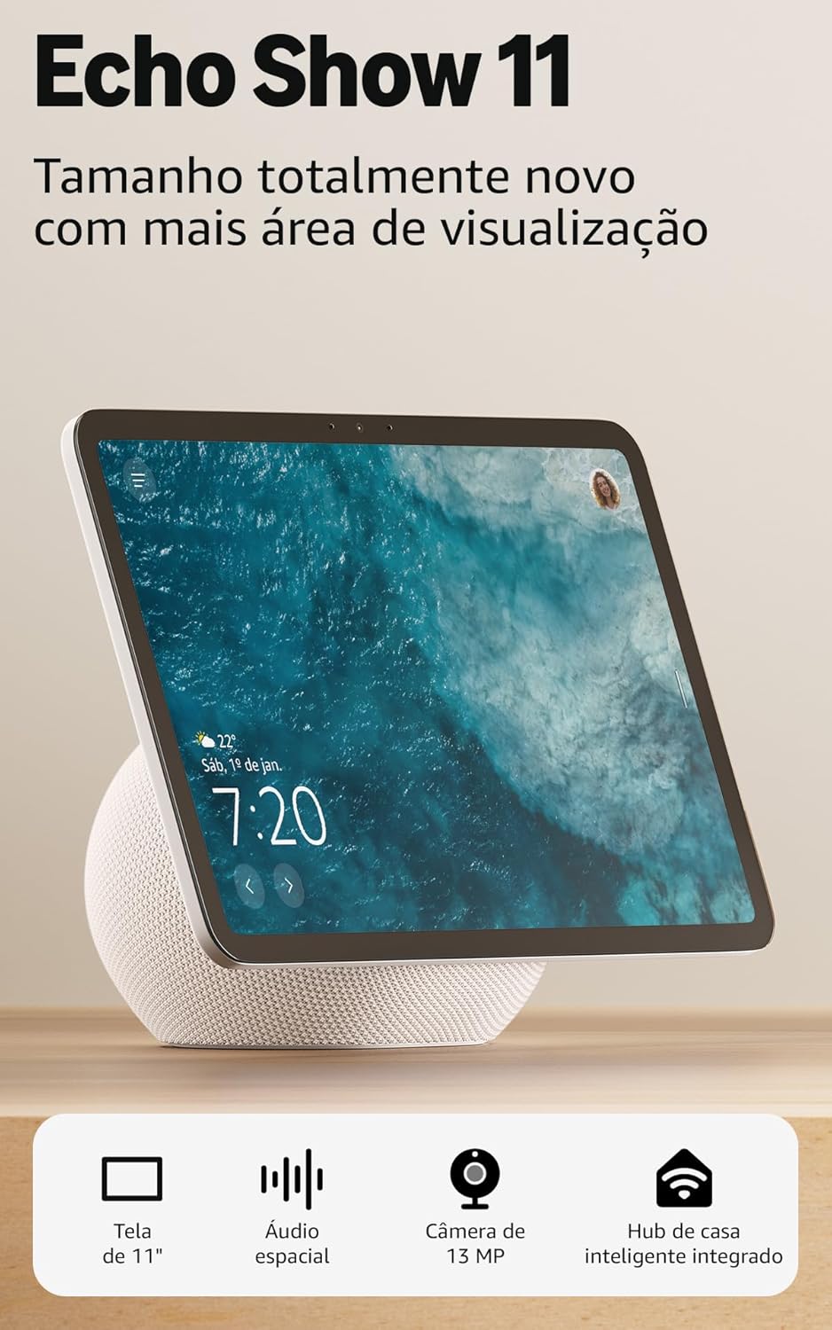 Amazon Echo Show 11 - Smart display Full HD de 11" redesenhado com mais área de visualização, áudio espacial e Alexa, Cor Grafite, com Acesso Antecipado à Alexa+