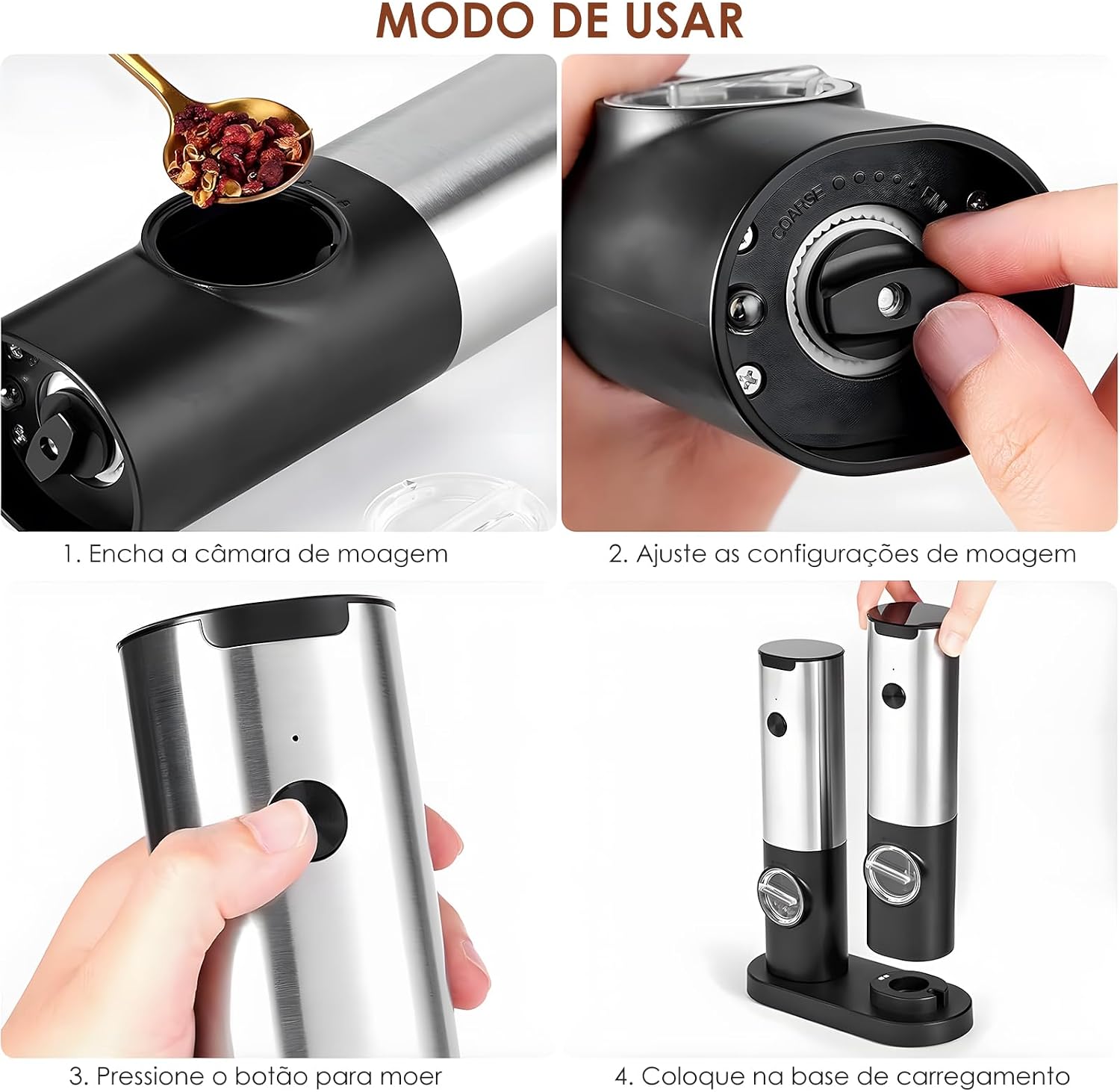 Moedor de Pimenta em Aço Inox 304 e ABS