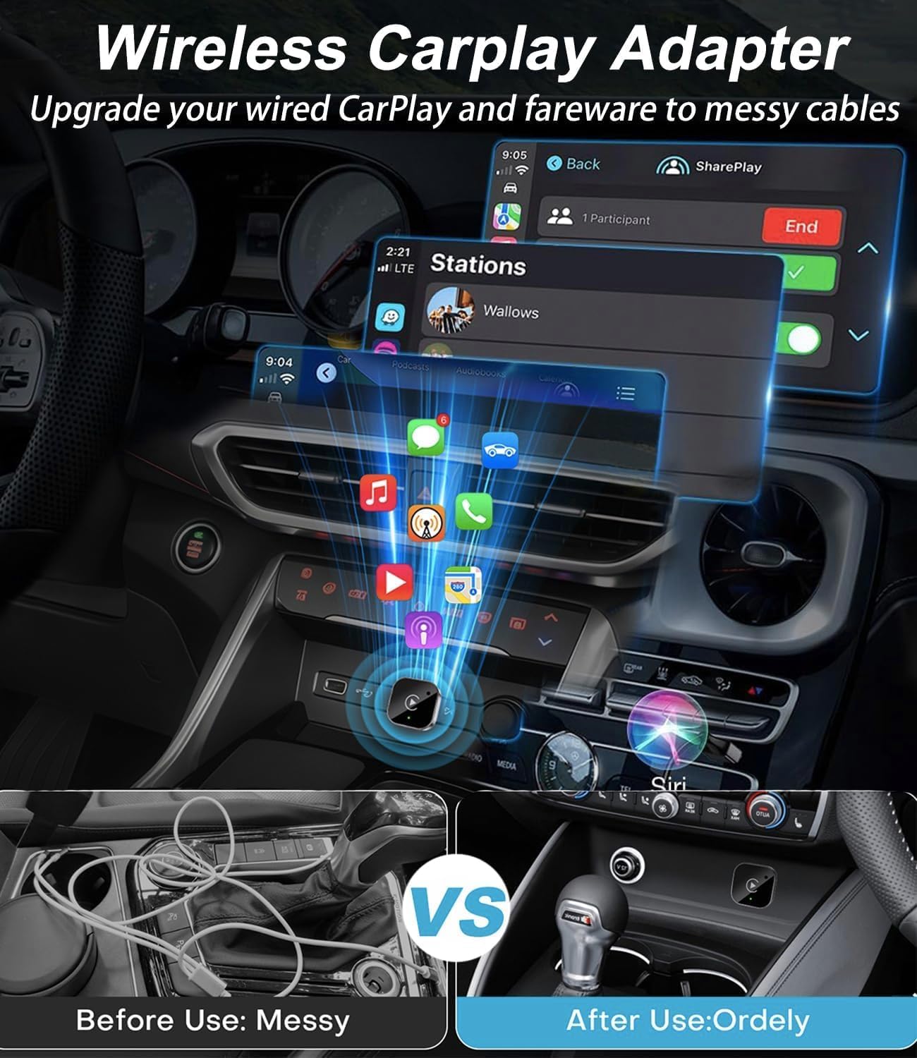Adaptador CarPlay Sem Fio Compacto