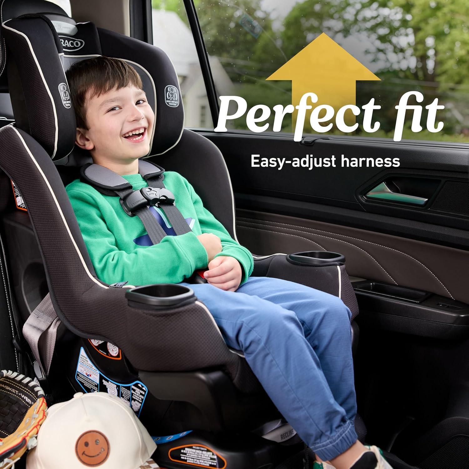 Graco Cadeira Infantil para Carro Extend2Fit ™ 2 em 1 com Sistema LATCH, Redmond, Preto e Cinza