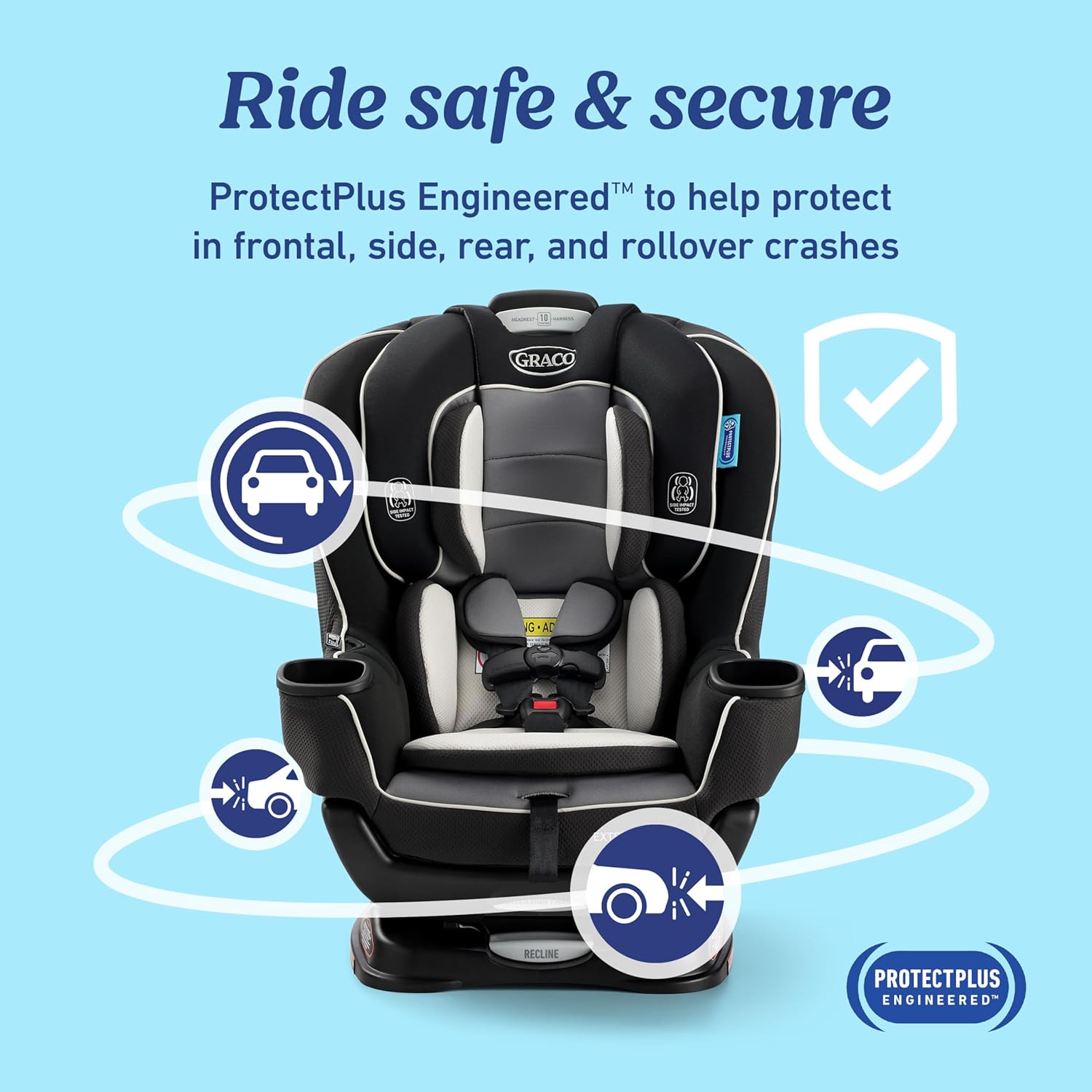 Graco Cadeira Infantil para Carro Extend2Fit ™ 2 em 1 com Sistema LATCH, Redmond, Preto e Cinza