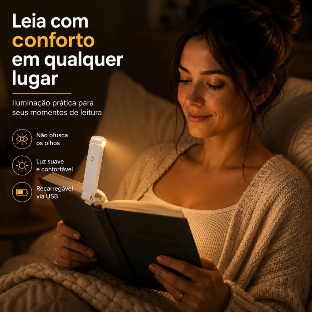 Luz de Leitura com 3 Modos de Iluminação