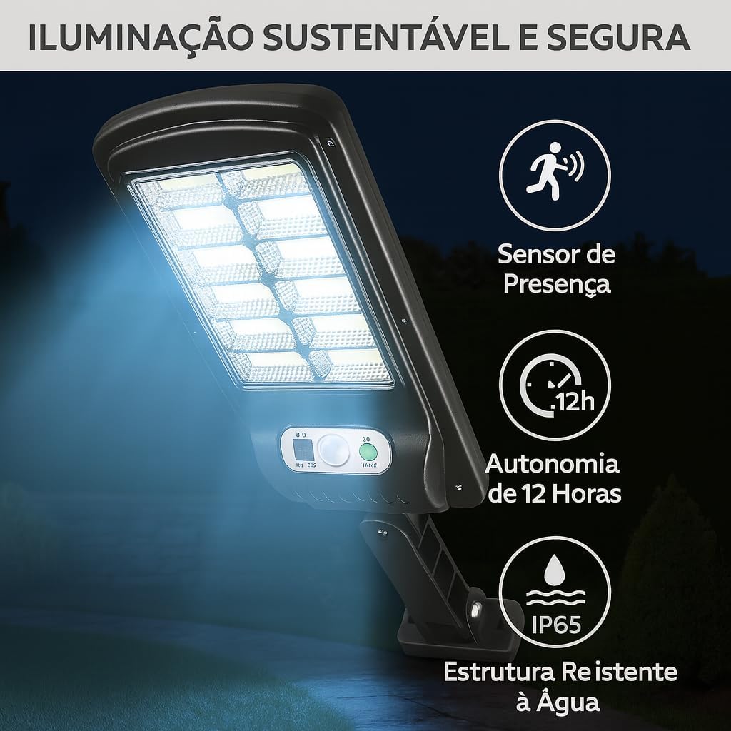Refletor Solar 200W Ultra Brilhante para Áreas Externas