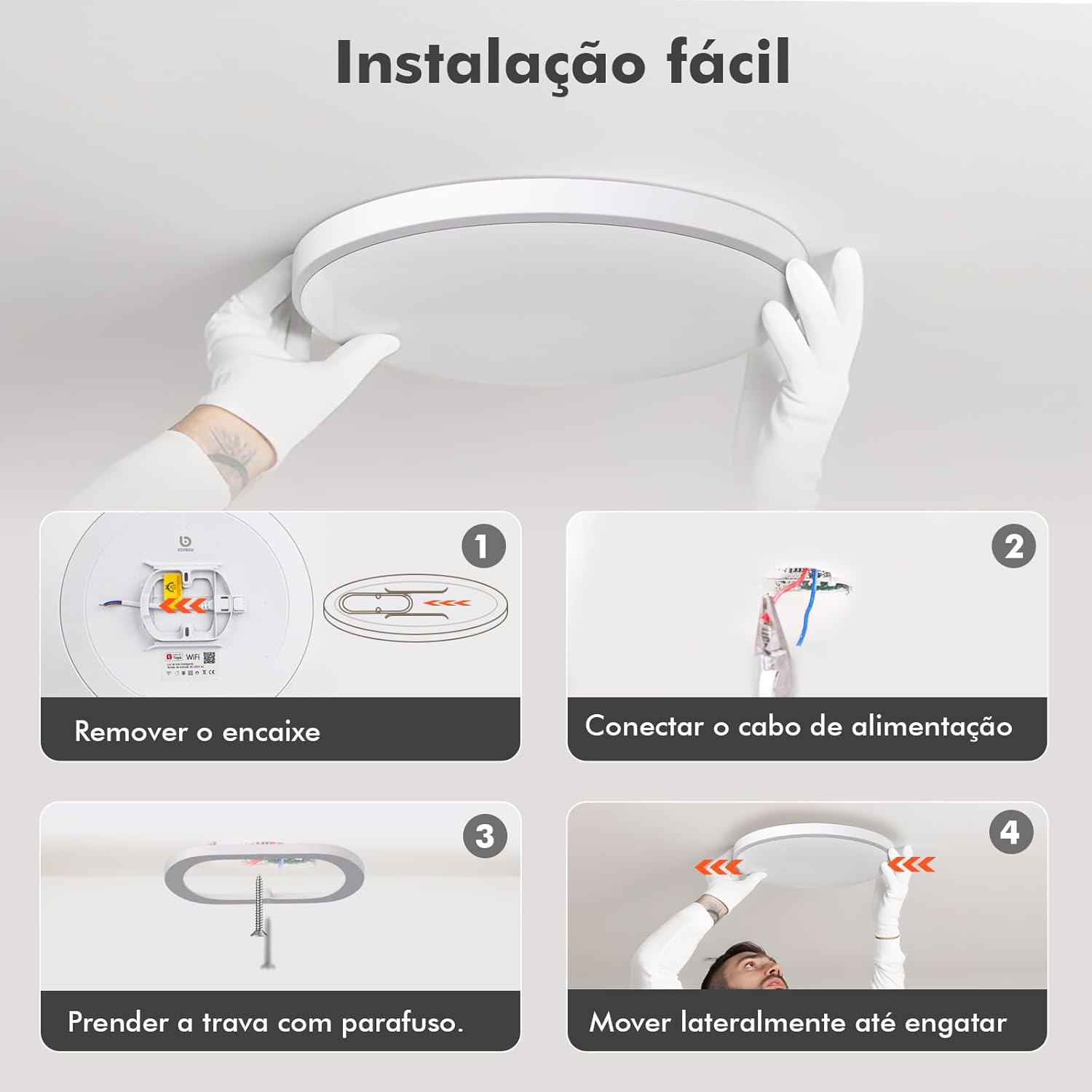 Luminaria de Teto, Plafon LED inteligente, Luz de Teto Inteligente Wi-Fi RGB+CCT 24W, Ø30 cm – Alexa/Google, App Tuya/Coibeu, 2700K-6500K, 800 lúmens