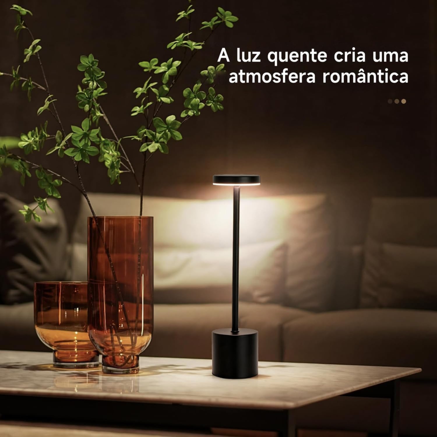 Luminária de Mesa Touch com 3 Modos de Luz Ajustáveis
