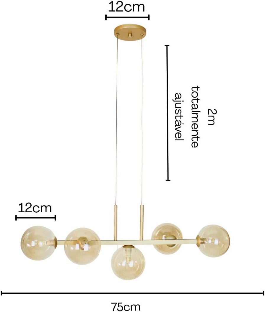 Luminária Pendente Duplo Globo 75cm