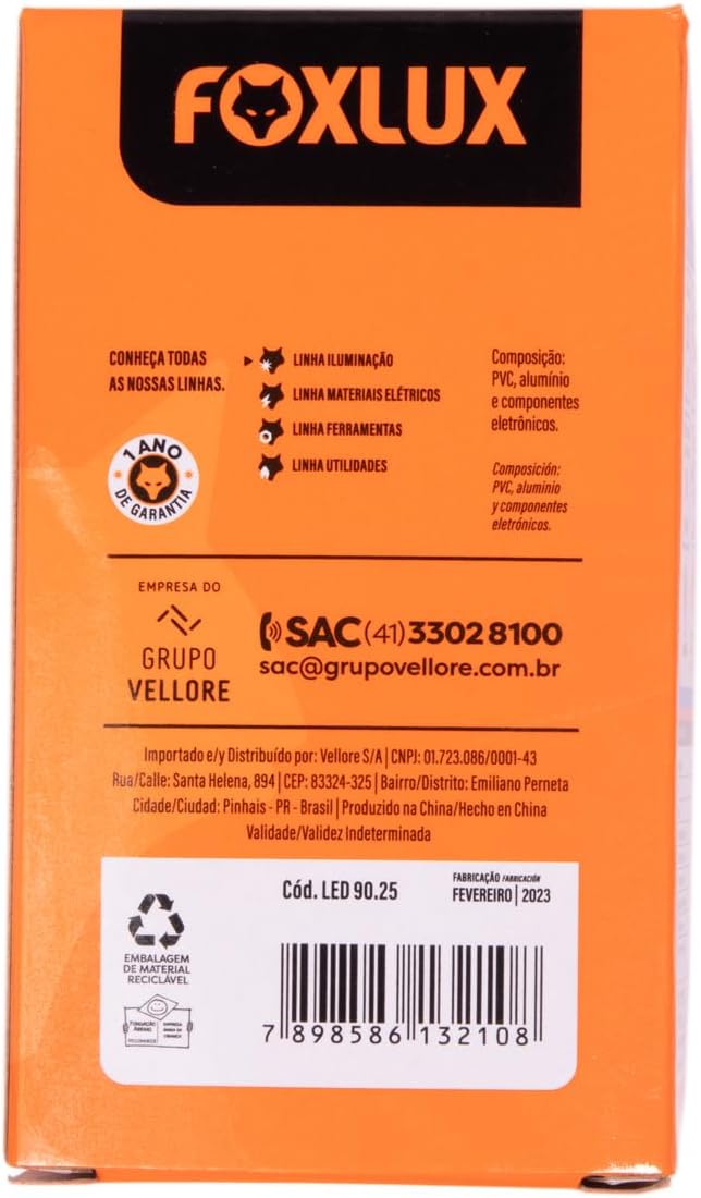 Lâmpada LED de Alta Potência 20W 1600 Lúmens