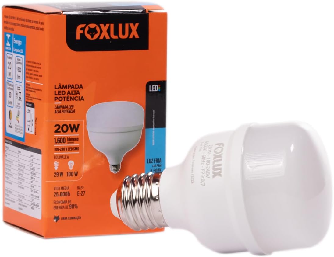 Lâmpada LED de Alta Potência 20W 1600 Lúmens