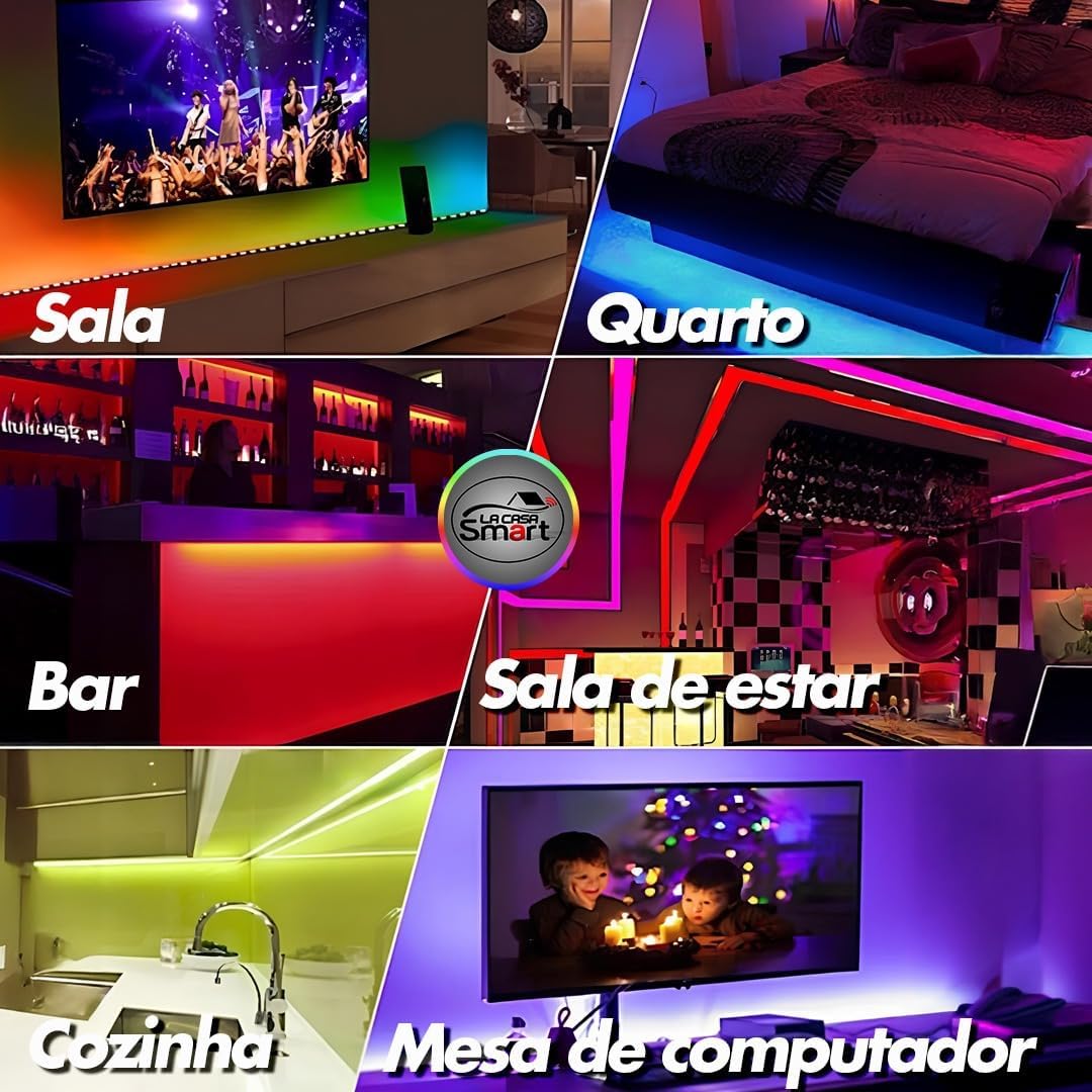 Fita Led 5Metros RGB 5050 IP65 - Kit Completo Controle E Fonte (5 METROS, RGB - COLORIDA)
