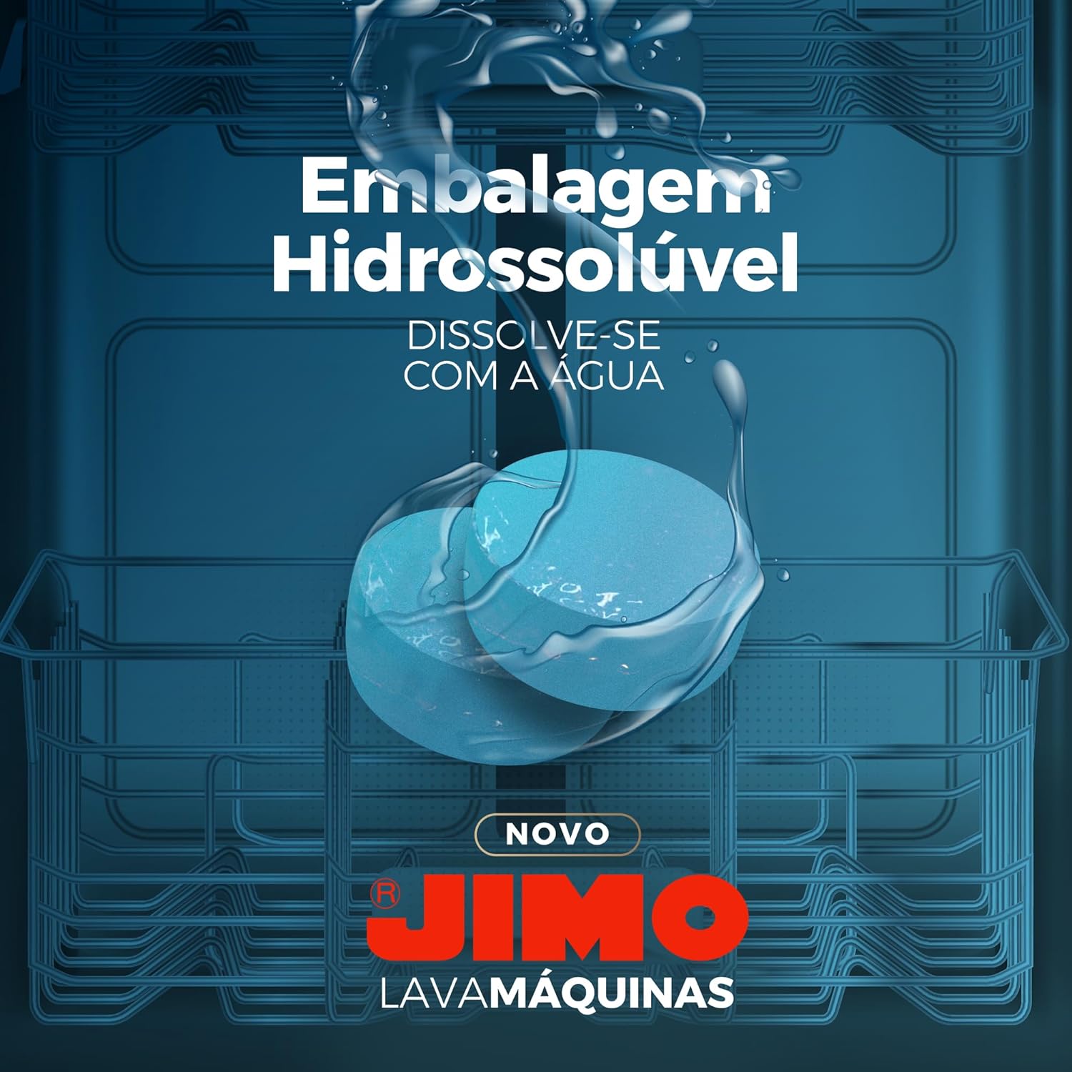 Jimo Lava Máquinas Lavagem Interna de Lava Louça Limpeza e Higenização Elimina Gordura e Resíduos Detergente Concentrado 2 pastilhas