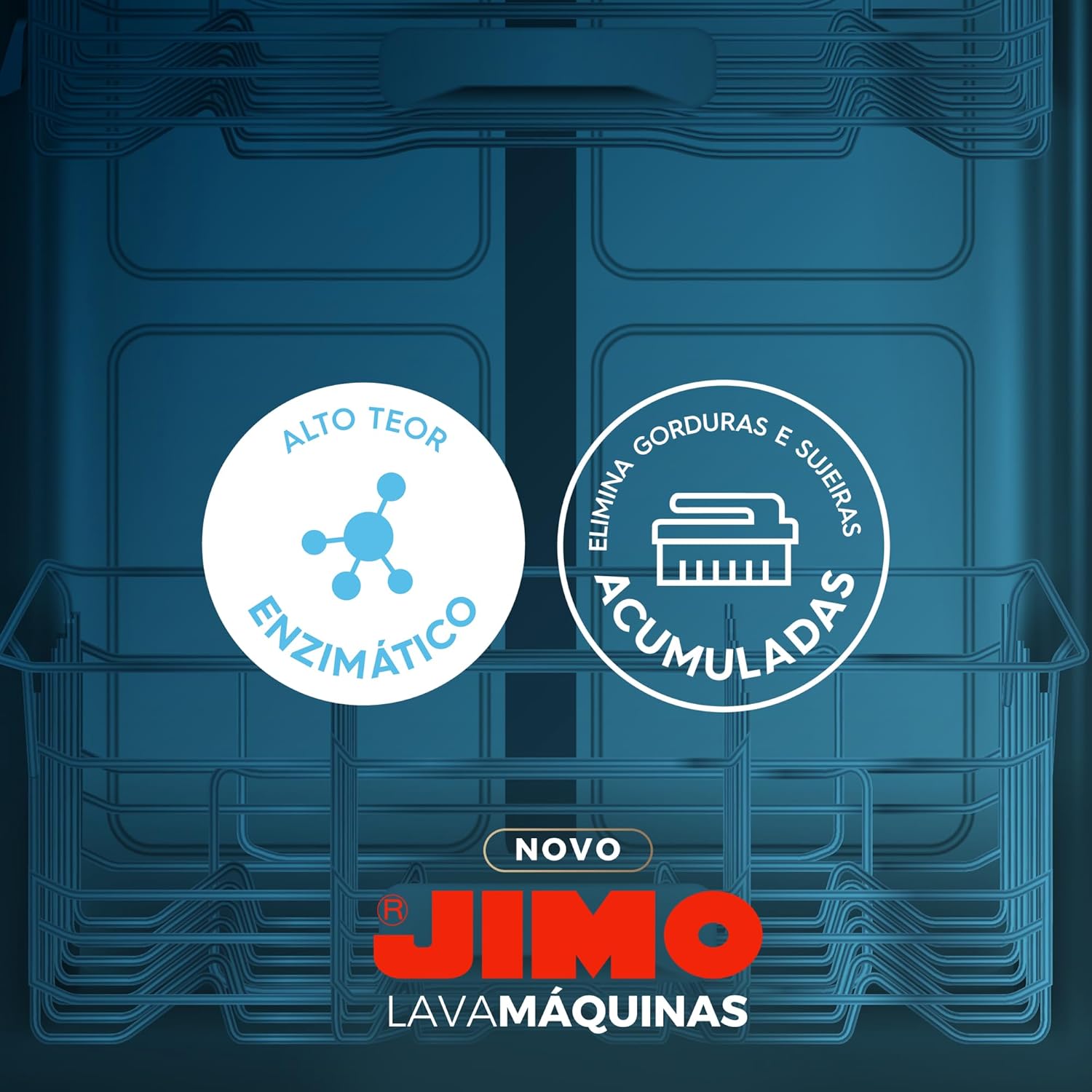 Jimo Lava Máquinas Lavagem Interna de Lava Louça Limpeza e Higenização Elimina Gordura e Resíduos Detergente Concentrado 2 pastilhas