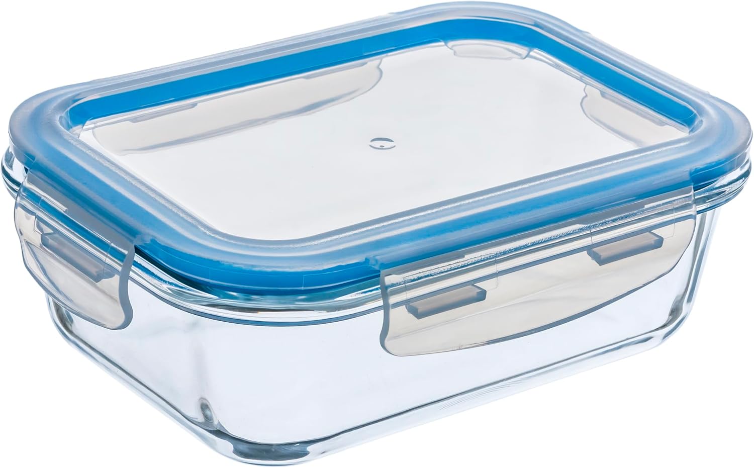 Gato Panda KIT Potes de Vidro Retangular com Tampa Hermética Branco ou Azul (5, Azul, 640ml)