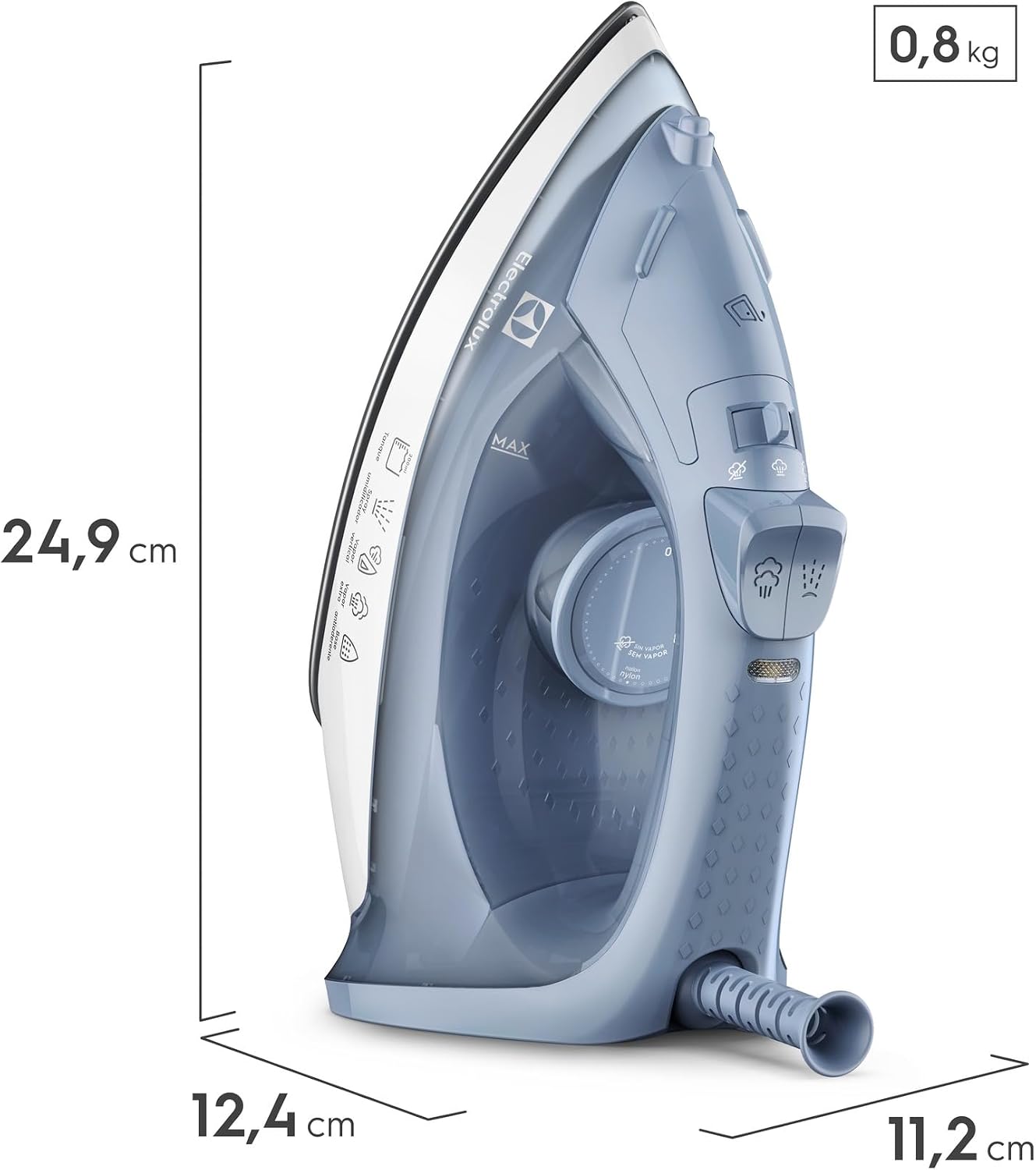 Ferro de passar seco e vapor Electrolux base antiaderente vapor vertical extra 1200W cabo 1,35m azul ESI10 127v