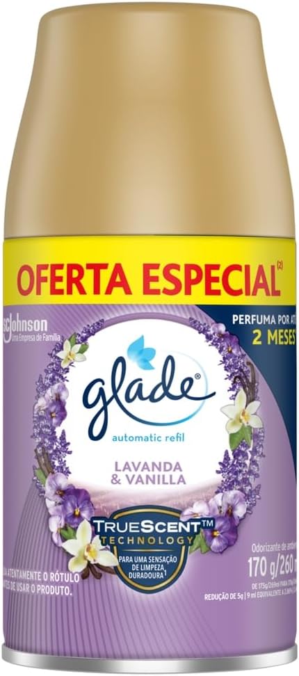Glade Aromatizador de Ambiente Automático, Lavanda e Baunilha, Refil 260ml