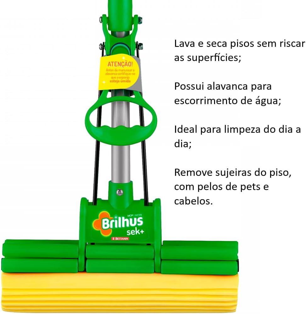Rodo Mop Espremedor com Esponja e Alavanca
