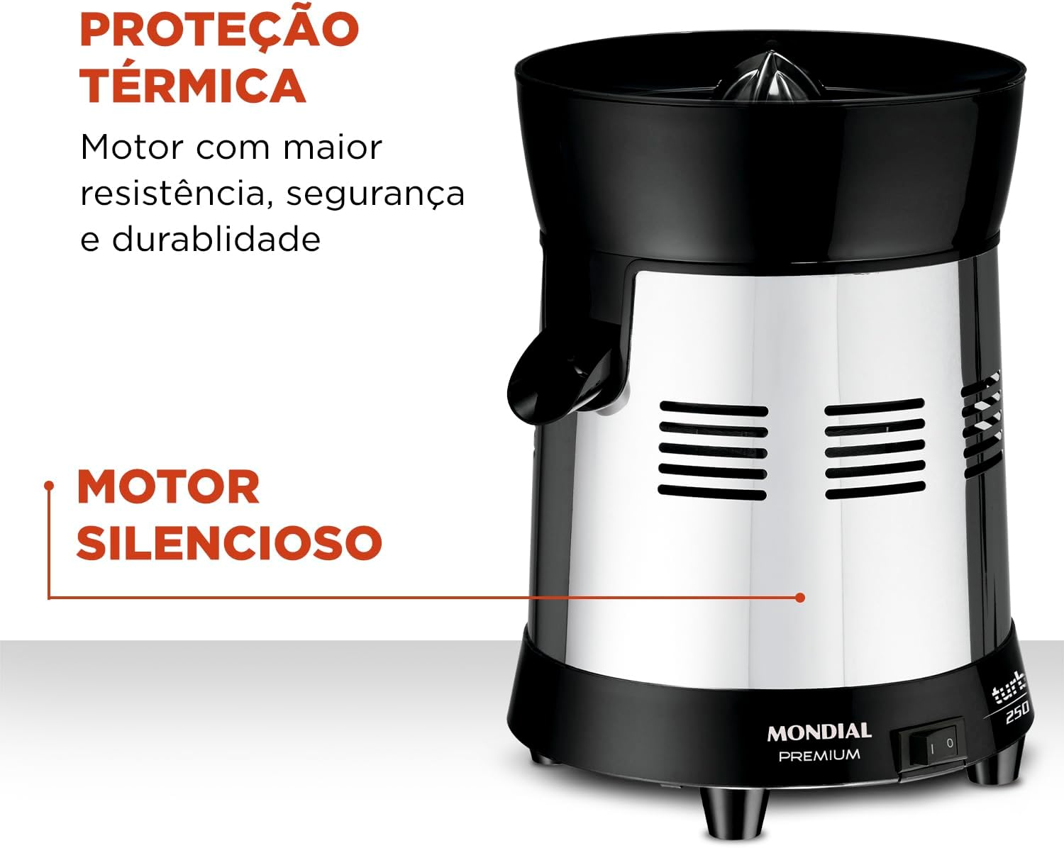 Espremedor de Frutas 250W 1 Litro com 2 Cones