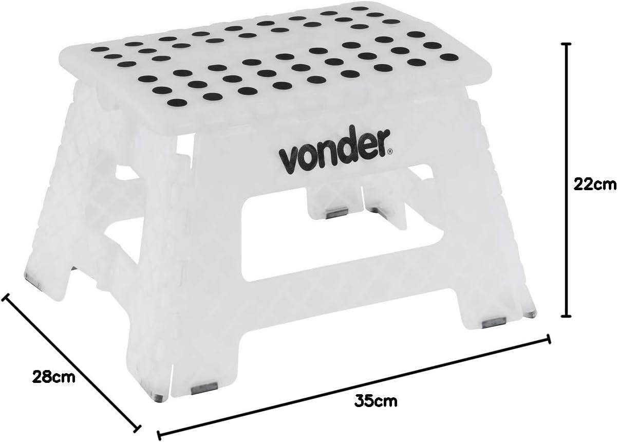 Vonder, Banqueta Plástica Dobrável, Branca, Altura 220 Mm