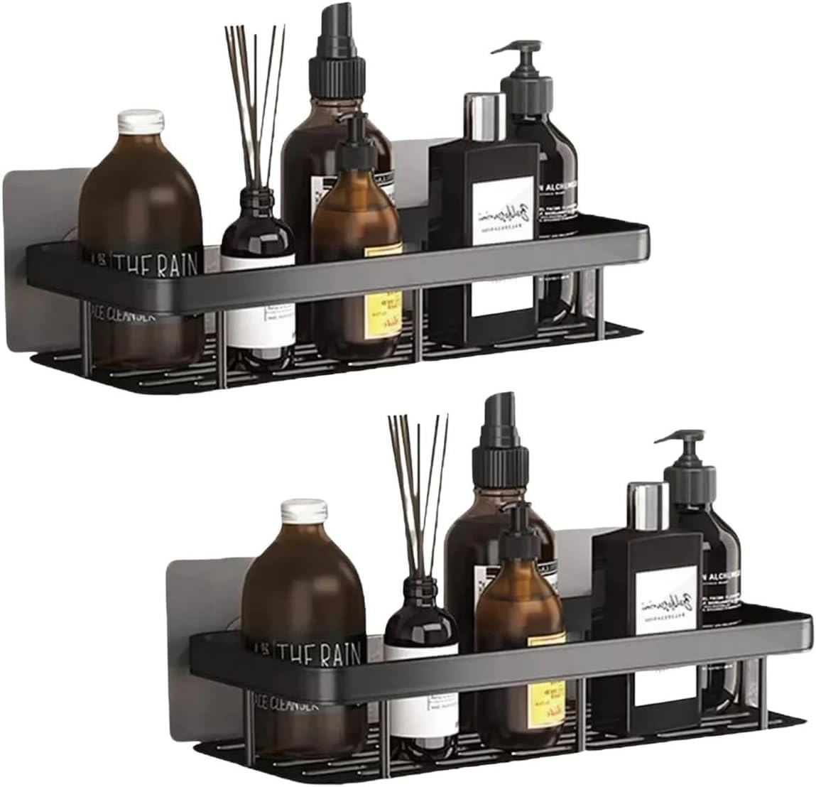 Kit 2 Prateleiras Adesiva Sem Furo Para Banheiro Cozinha Organizador Parede Suporte Porta Shampoo Sabonete Nicho Decorativo Sem Furadeira Instalação Fácil Resistente Moderna
