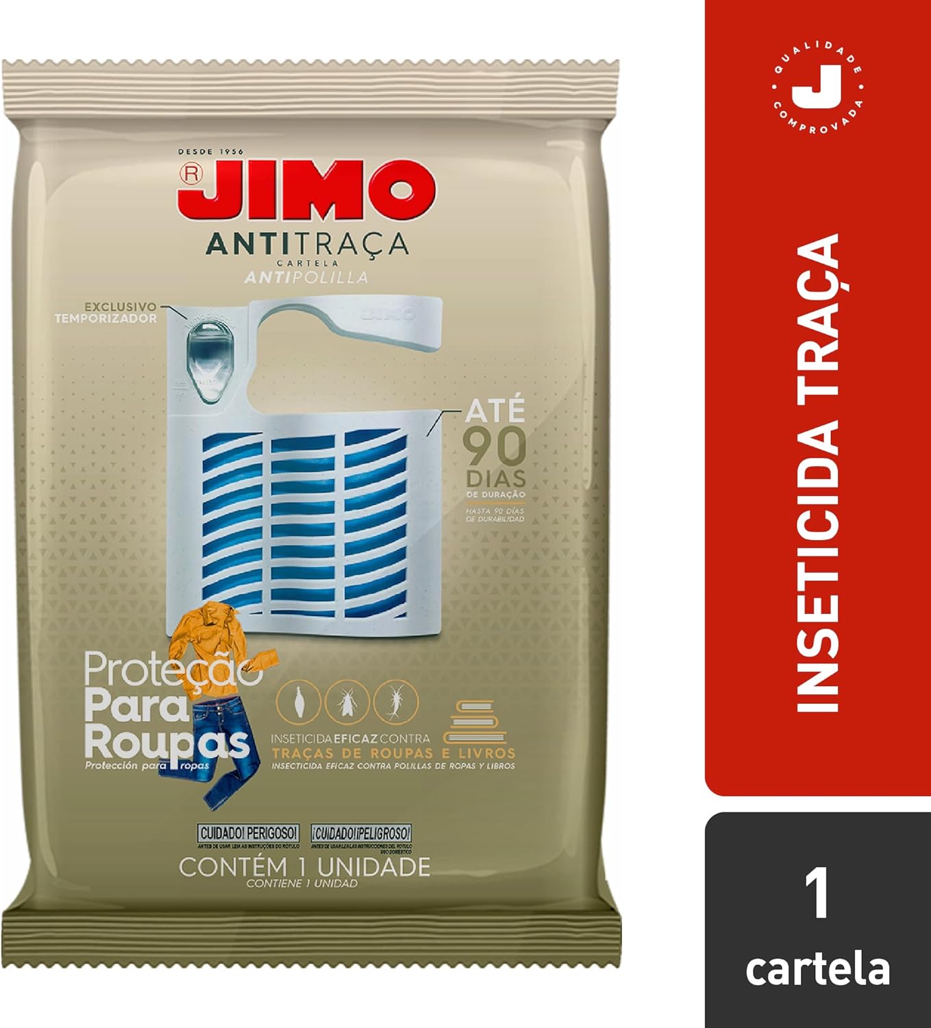 Jimo Anti-Traça Cartela 1 Unidade Inseticida Sem Cheiro Proteção para Roupas Livros Gavetas Armários Closets