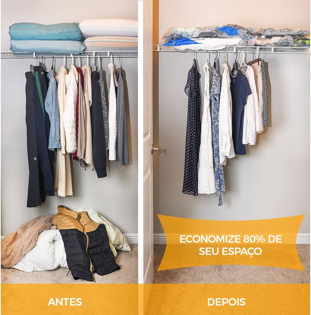 Kit 10 Sacos de Armazenamento a Vácuo em 3 Tamanhos