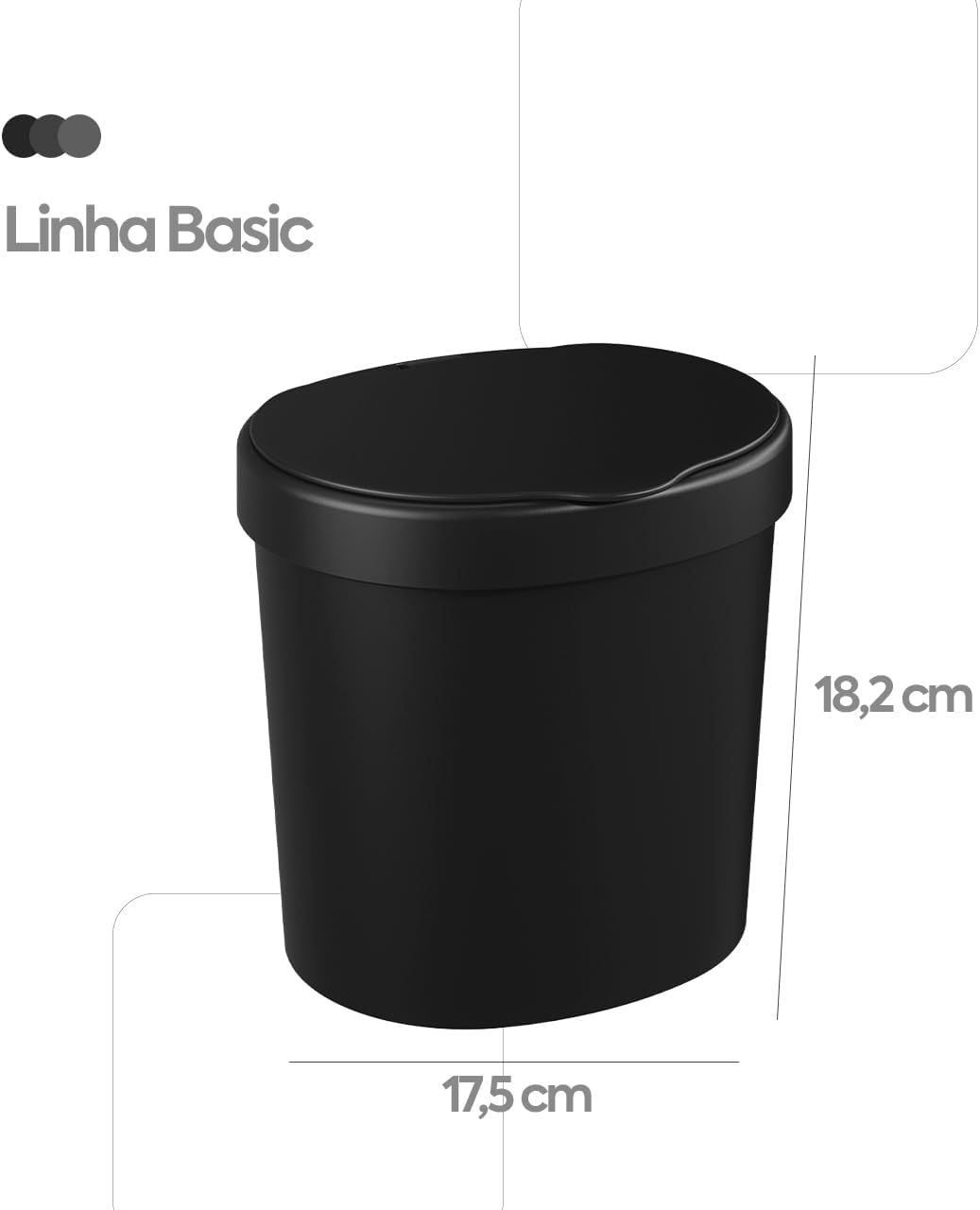 Lixeira de Pia Coza Basic com Tampa Articulada