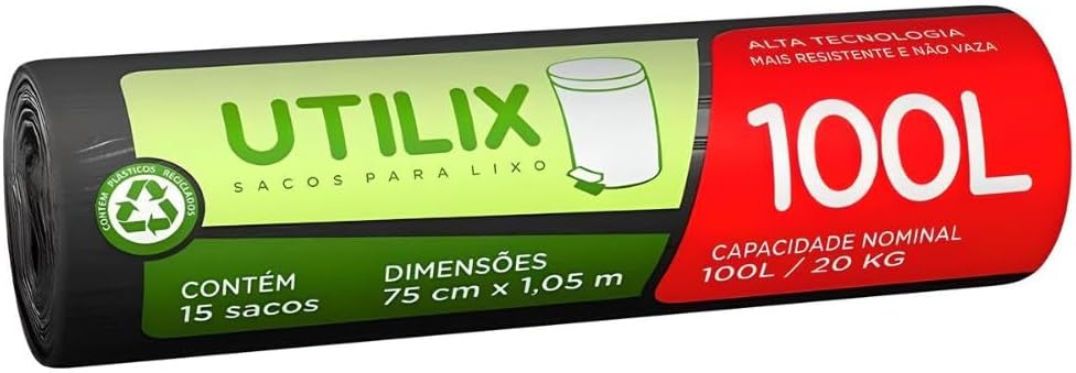 Saco de Lixo Reforçado 75x105cm com Plástico Reciclado