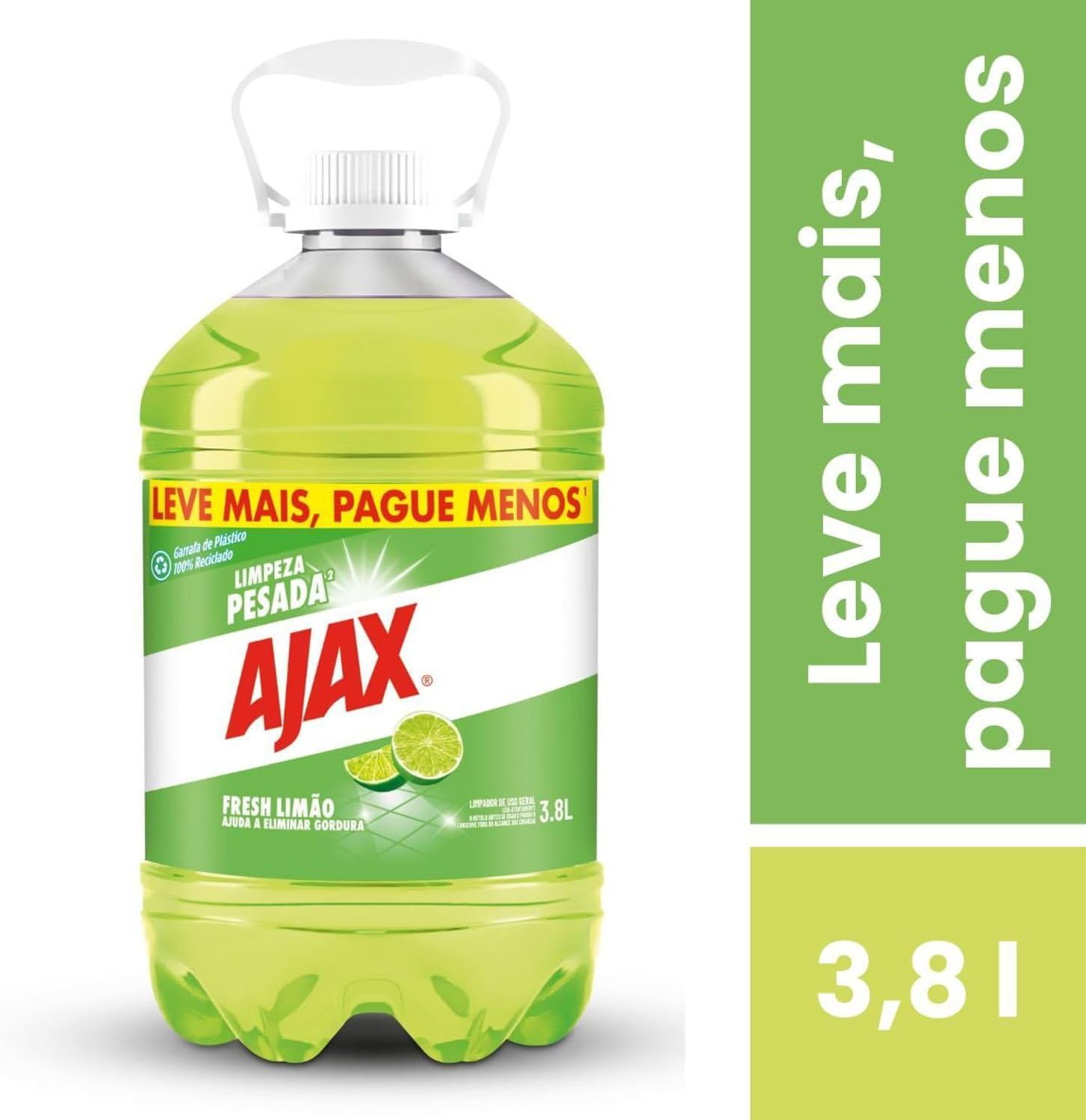 Limpador Ajax Fresh Lemon 3,8L Tamanho Família