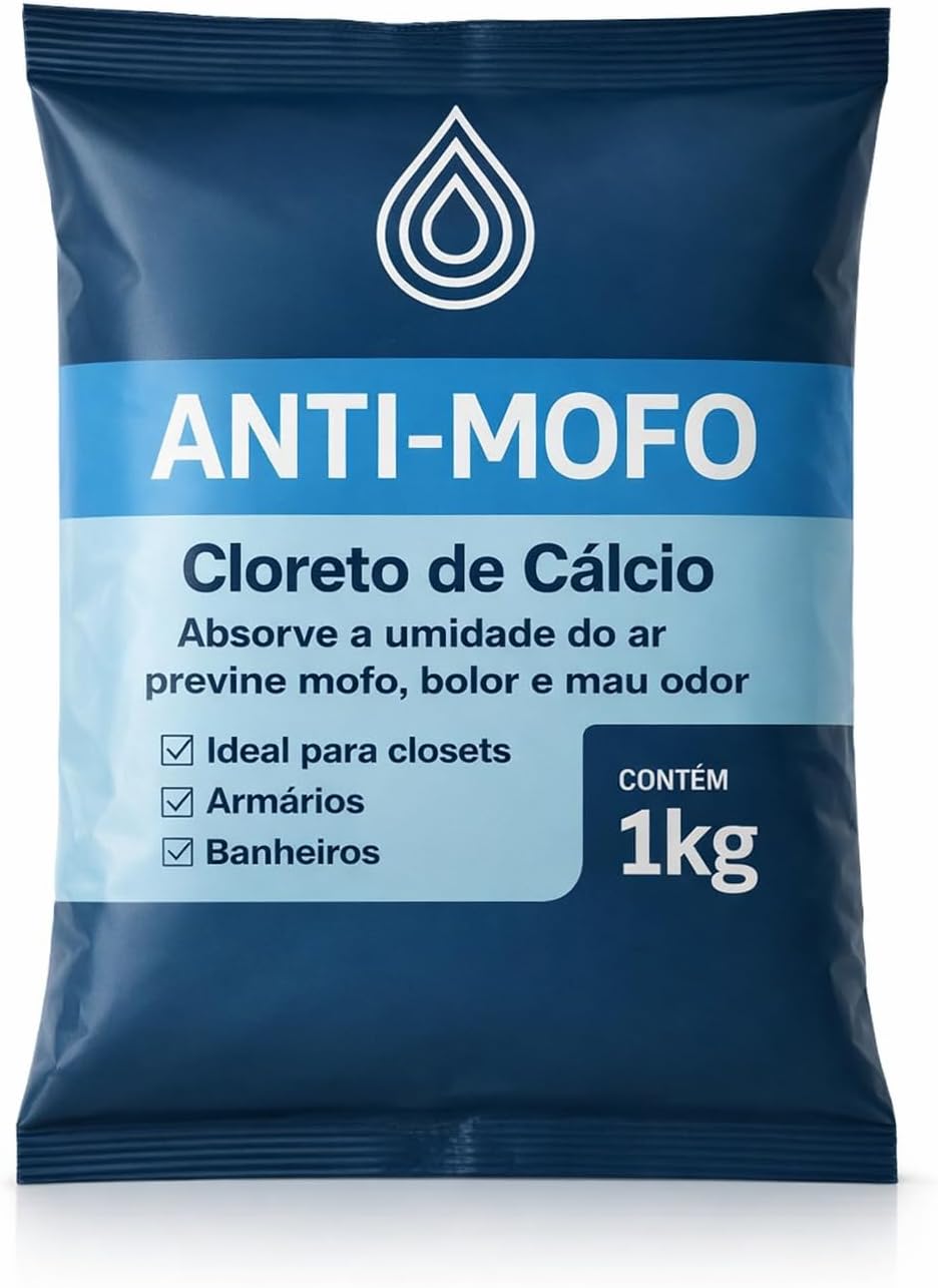 Anti-Mofo Absorvedor de Umidade com Cloreto de Cálcio Ideal para Closets Armários Banheiros Ambientes Fechados Linha Super Premium Rápida Eficácia (Embalagem pode sofrer alterações e vir transparente)
