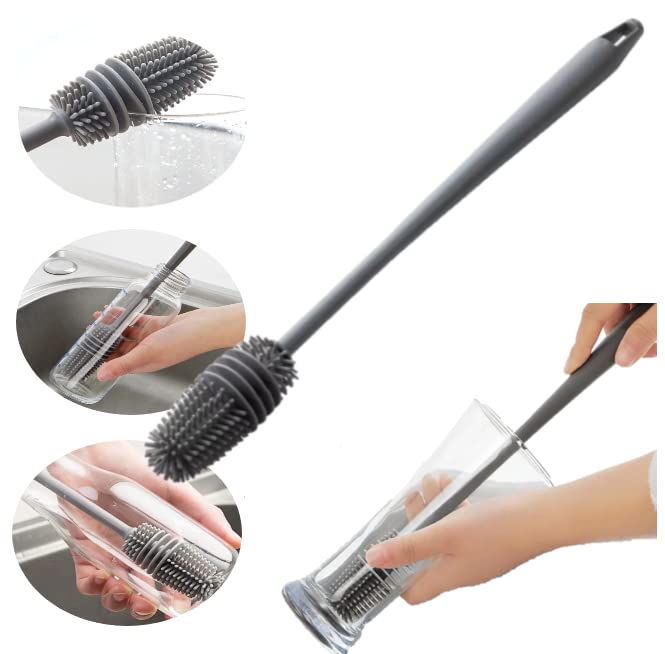 Escova de Limpeza com Cerdas de Silicone e Cabo Longo
