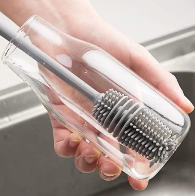 Escova de Limpeza com Cerdas de Silicone e Cabo Longo