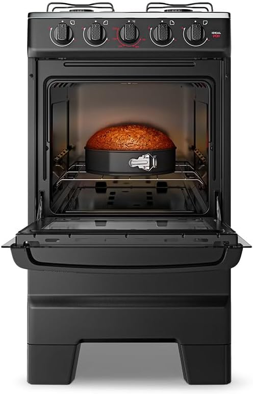 Fogão a Gás Mesa Inox e Forno 50L Limpa Fácil Esmaltec IDEAL POP F4ISP Cor Preto 4 bocas