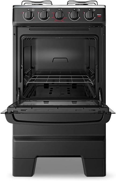Fogão a Gás Mesa Inox e Forno 50L Limpa Fácil Esmaltec IDEAL POP F4ISP Cor Preto 4 bocas