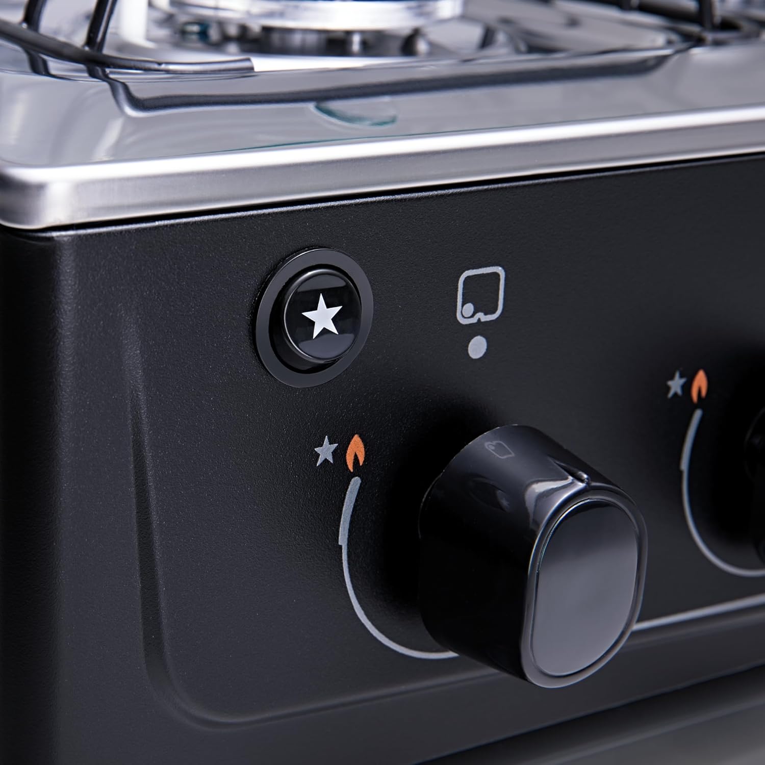 Fogão 5 bocas Atlas Mônaco Plus Preto com Acendimento Automático e Mesa Inox
