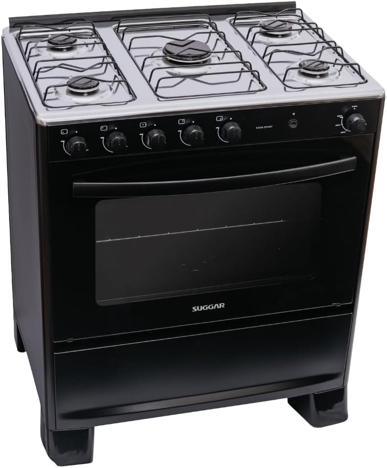 SUGGAR FOGÃO COOK START PRETO MESA INOX 5 BOCAS 2 QUEIMADORES FAMÍLIA ACENDIMENTO AUTOMÁTICO FGICS520PT