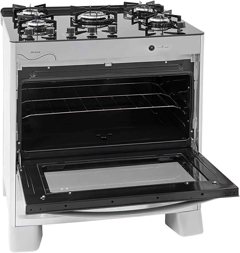 SUGGAR FOGÃO NEO GLASS PRATA MESA DE VIDRO 5 BOCAS TREMPE 6 APOIOS ACENDIMENTO AUTOMÁTICO FGVNG510PRIX